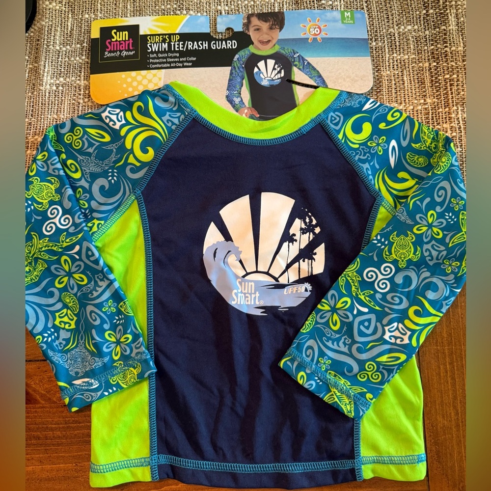 Kids Swim Tee - Blue and Green